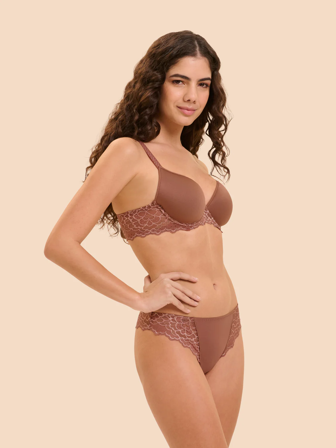 3D plunge bra - Coco brown - Image 3