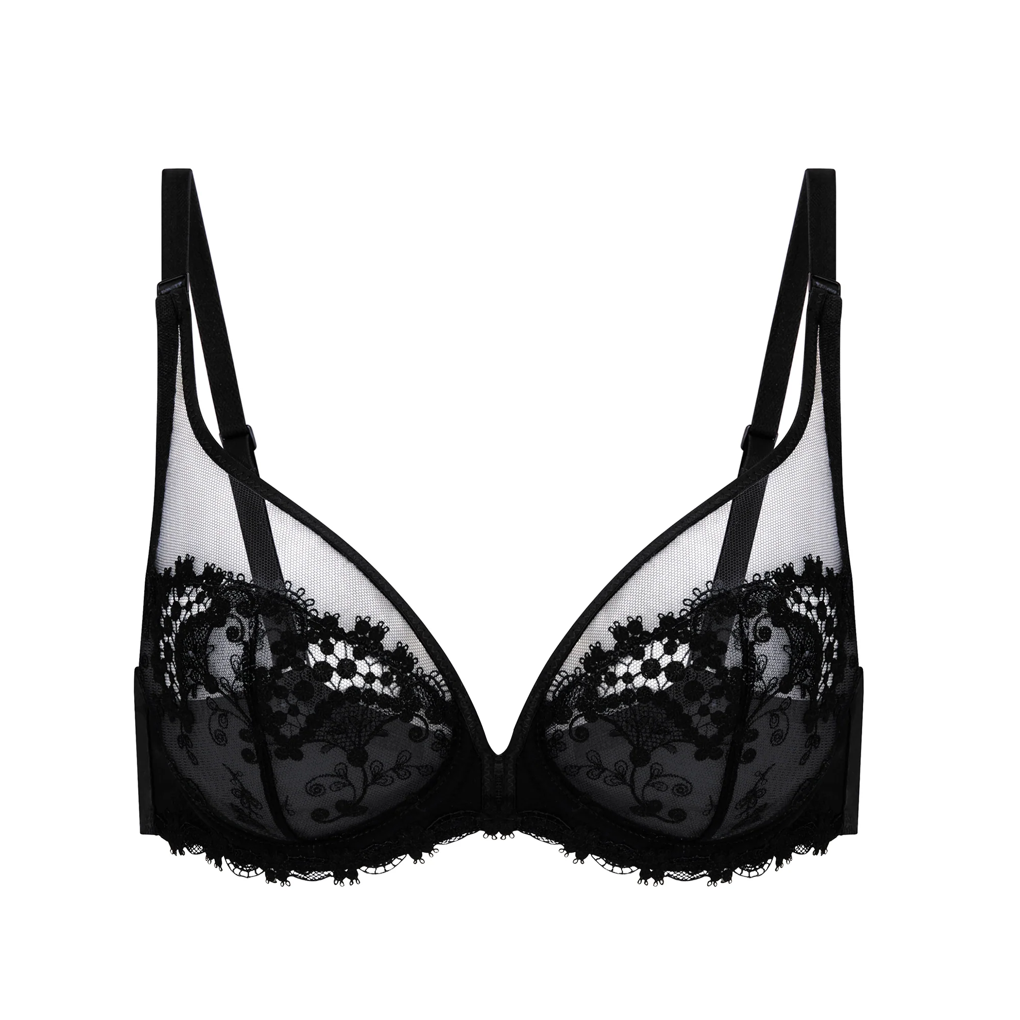 Full cup plunge bra - Black - Image 6