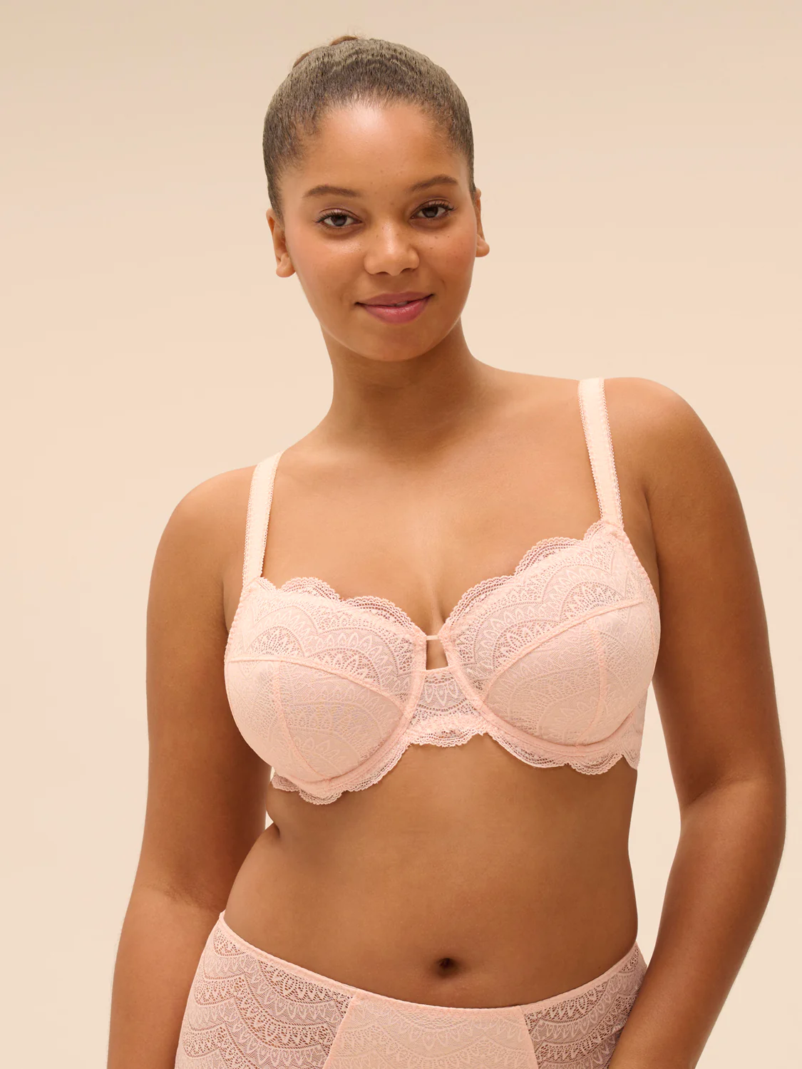 Full cup support bra - Petal Powder