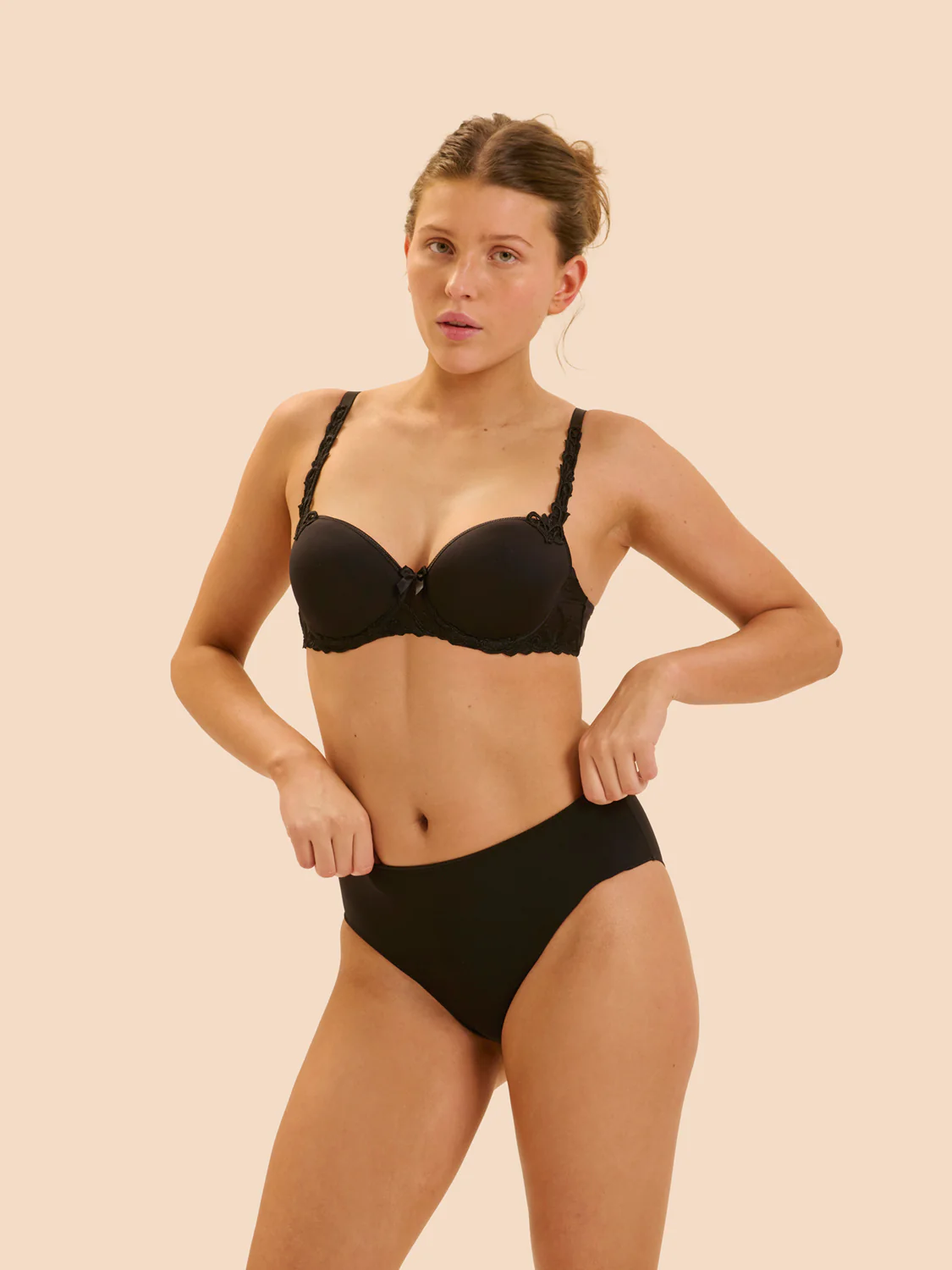 High waist cotton slip - Black - Image 3