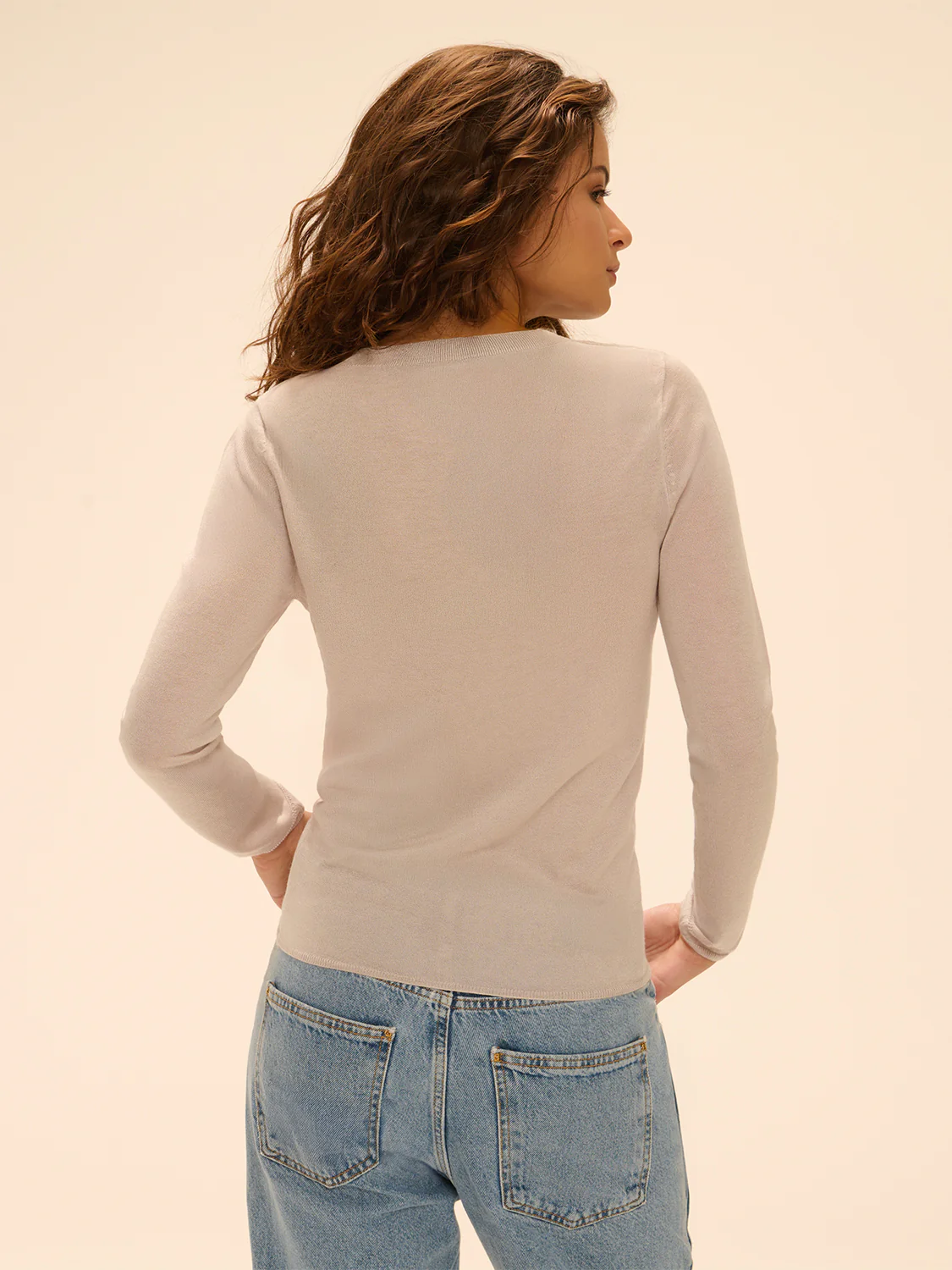 Long Sleeve Top - Mottled beige - Image 4