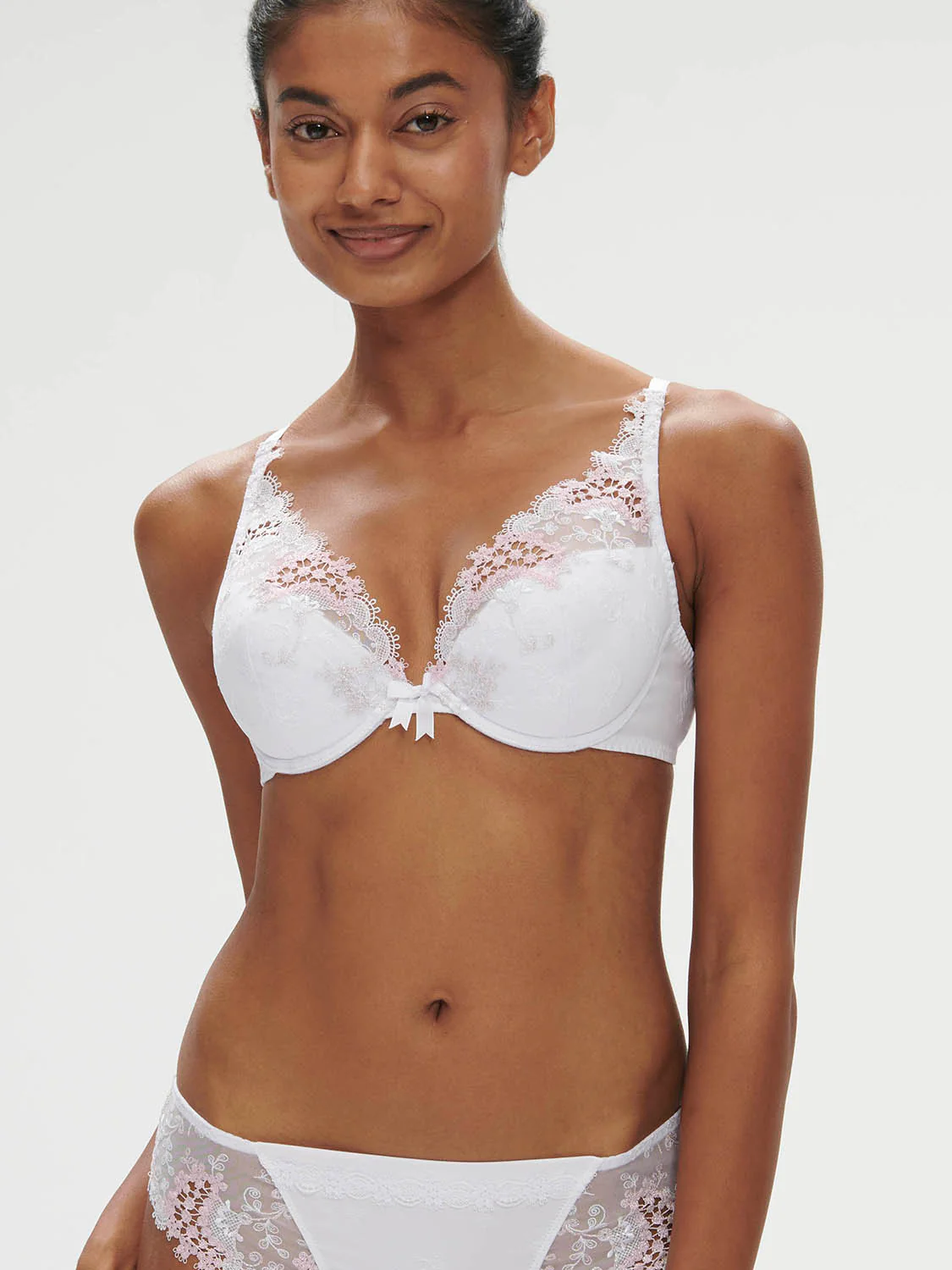 Plunging push-up bra - Cristal White