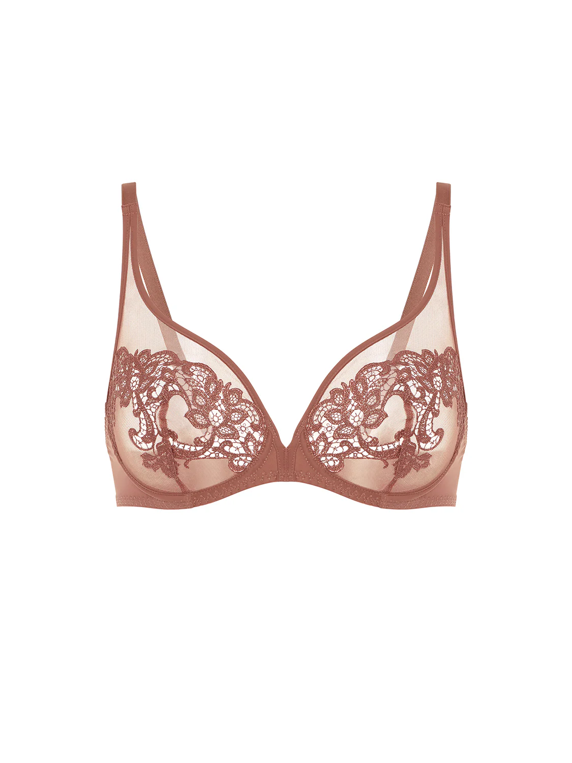 Plunging underwired bra - Tender Brown - Image 12