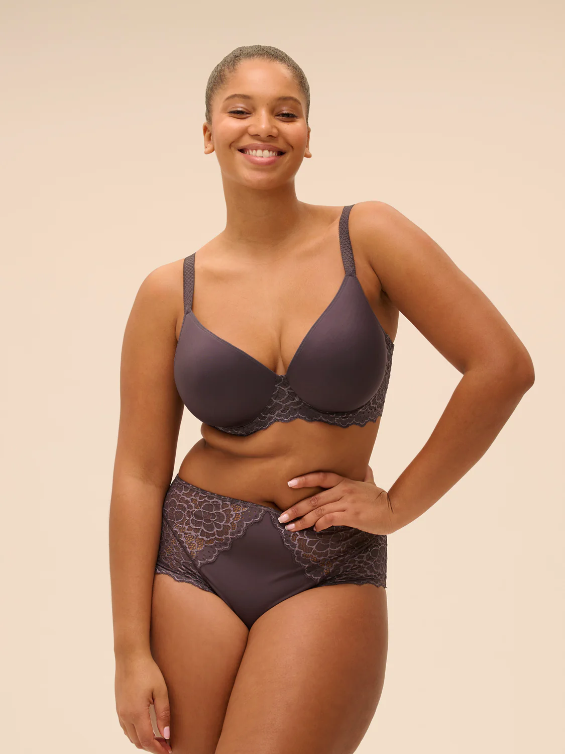 Spacer plunge bra - Graphite Grey - Image 12