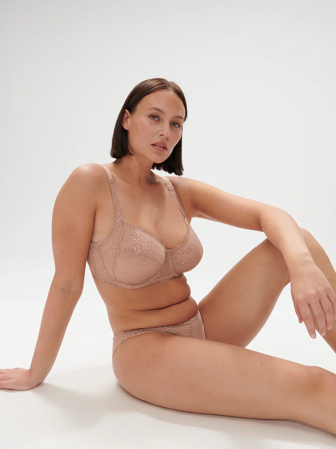 Squared neckline full cup bra - Nude - Image 3