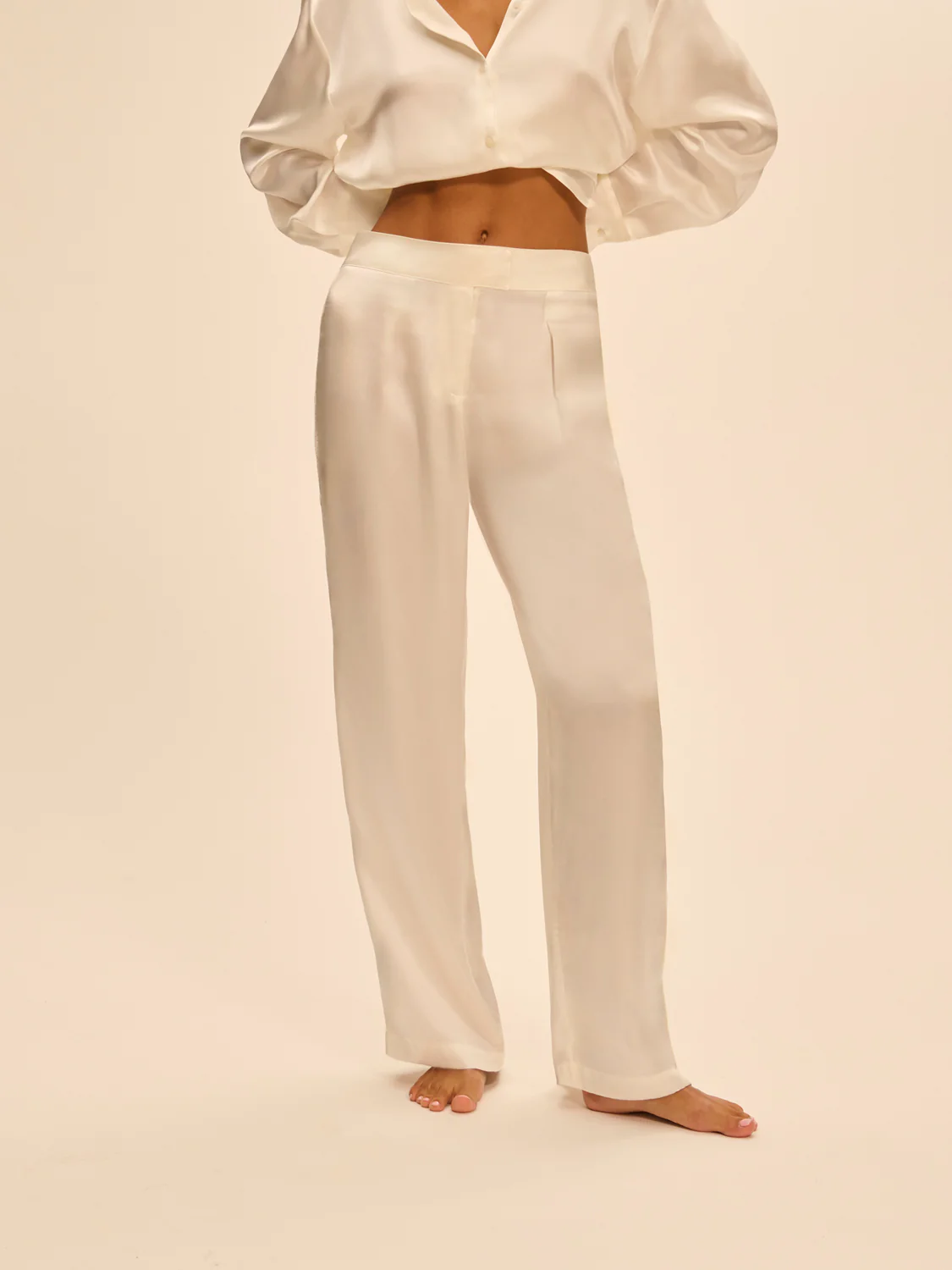 Trousers with embroidery - Natural