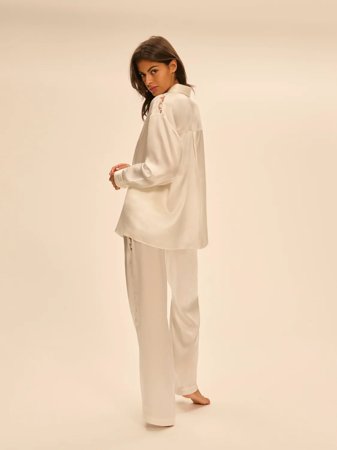 Trousers with embroidery - Natural - Image 5