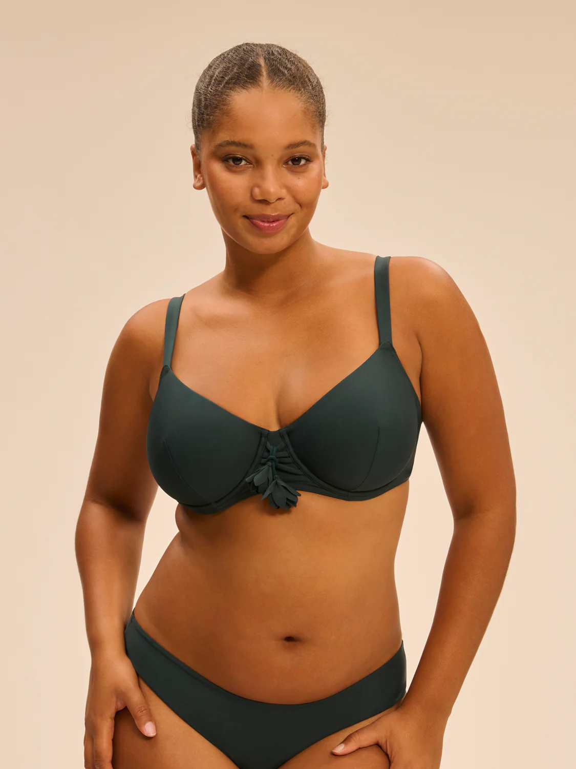 Underwired bikini top - Tropical Green