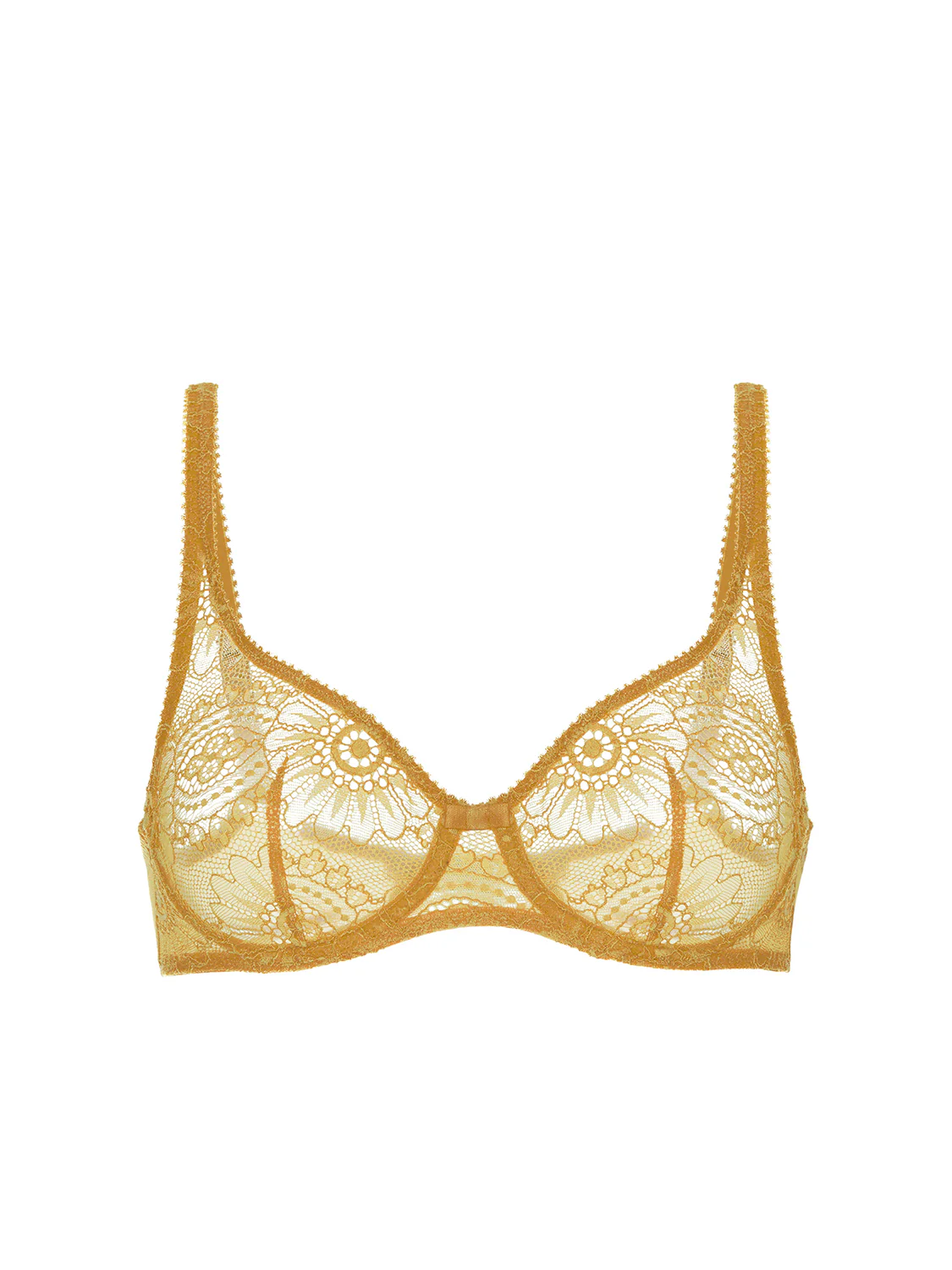 Underwired bra with curved neckline - Golden Yellow - Image 13