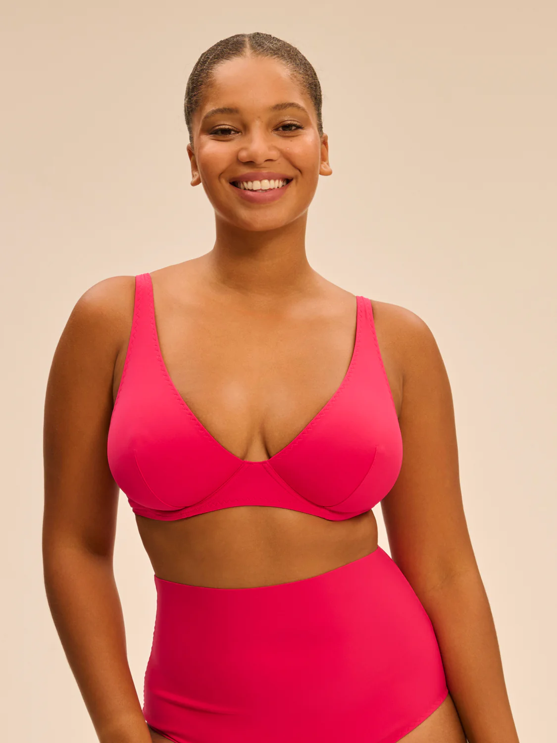 Underwired triangle bikini bra - Lipstick - Image 6